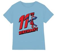 Spiderman Boys Birthday 11 Unisex Kids T-Shirt, Light Blue, 12-13 Years UK