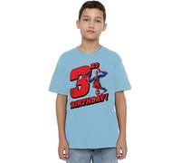 Spiderman Boys Birthday 3 Unisex Kids T-Shirt, Light Blue, 3-4 Years UK