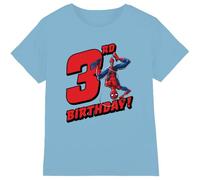 Spiderman Boys Birthday 3 Unisex Kids T-Shirt, Light Blue, 3-4 Years UK