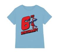 Spiderman Boys Birthday 6 Unisex Kids T-Shirt, Light Blue, 5-6 Years UK