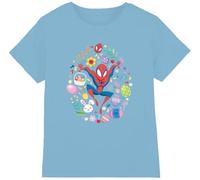 Spiderman Boys Easter Circle Unisex Kids T-Shirt, Light Blue, 9-10 Years UK
