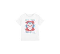 Spiderman Boys Peter Parker Stripes Unisex Kids T-Shirt, White, 3-4 Years UK