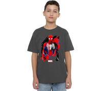 Spiderman Boys Symbiote Unisex Kids T-Shirt, Charcoal, 7-8 Years UK