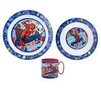 Spiderman Cartoon Character Dinner Tableware Set 3pcs Plate, Bowl & Mug, BPA Free re-usable Plastic Microwave Safe (Spiderman)