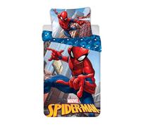 Spiderman City Single Duvet Cover 140x200 + Pillowcase 65x65 100% Cotton | Reversible bedding | Natural cotton breathable Oeko-Tex | Official Marvel licence | Boys | Gift idea | Machine washable