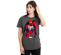 Spiderman Classic Gamerverse Symbiote Ladies T Shirt, Charcoal, Medium