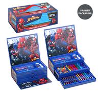 Spiderman Colouring Art Case - 52-Piece Kids Painting & Drawing Kit in Carry Case with Paint Cakes, Markers, Pencils & Colour Book
