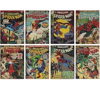 Spiderman Comic Book Coaster Set - Official Licensed Disney Merchandise, 8pk Gamer and Comic Series Fan Decor and Gift, Nostalgic Marvel Superhero Desk and Coffee Table Accessory | Paladone