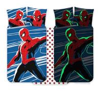 Spiderman Cot Bedlinen Set 100x140 cm + Pillowcase 40x45 cm, 100% Cotton | Glow-In-The-Dark Style Baby Bedding Set Perfect for Kids | Spiderman Soft Reversible Cot Bedding for Boys