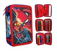 Spiderman Filled Pencil Case Full Stationery School Supplies Set for Kids 3 Tier with Pens, Pencils & Markers Spidey