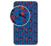 Spiderman Fitted Sheet | Single Size 90 x 200 cm, 100% Cotton | Dark Blue Kids Bedding Official Marvel Design