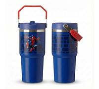 Spiderman Insulated Drinks Tumbler 600ml - Stainless Steel Water Bottle + Carry Loop | Leak-Proof Reusable Travel Flask for Kid’s School or Picnic, Blue