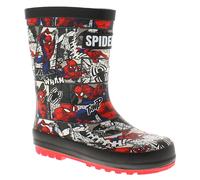 Marvel Spiderman Boys Wellington Boots - Waterproof Kids Wellies with Non-Slip Soles - Comic Print Superhero Rain Footwear for Children (Black UK 12-EU31)
