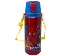 Spiderman Marvel 730ml Aluminium Water Bottle with Straw Pop Up for Kids Shoulder Strap Supplied