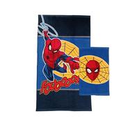 Spiderman Marvel Terry Bath Towels, Set of 2 Bath Towels, Face Towel, Bidet Towel, Blue, Cotton, 100 Percent, Set of 2, Official Product