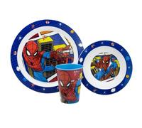 Spiderman Microwave Safe 3pcs Cartoon Character Dinner Tableware Set Plate, Bowl & Cup, BPA Free re-usable Plastic (Spiderman)