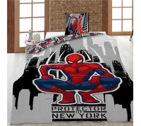 Spiderman New York Single Bedding Set, Reversible Duvet Cover 140 x 200 cm + Pillowcase 65 x 65 cm, Polycotton