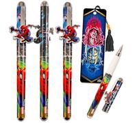 Spiderman Pens for Adults - Spiderman Office Supplies Bundle with 3 Spiderman Pens with Clip Plus Bookmark | Spiderman Desk Accessories for Men, Women