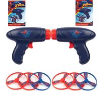 Spiderman Propeller Gun Toy for Kids - 2 Launcher Gun & 6 Flying Discs | Safe Outdoor & Indoor Flying Toy | Durable Non-Light-Up Launcher | Fun Handheld Blaster for Boys & Girls Ages 3+