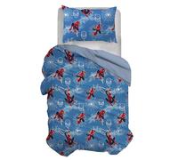 Spiderman, Single Duvet Cover Set, Cotton, Blue, 155 x 200 cm, Pillowcase 50 x 80, Marvel, Disney, 100 Percent Cotton, Official Product