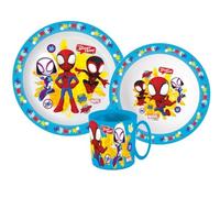 Spiderman Spidey Cartoon Character Dinner Tableware Set 3pcs Plate, Bowl & Mug, BPA Free re-usable Plastic Microwave Safe (Spiderman 1)