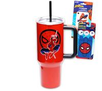 Spiderman Stainless Steel 40 Oz Tumbler with Handle for Kids Adult Bundle