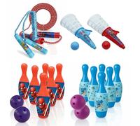 Spiderman & Stitch Pocket Money Toys Set - 2x Skipping Rope 2m, 2x Bowling Pin Game & 2x Throw and Catch Balls, Outdoor Play, Screen-Free Fun Toys, Gifts Boys Girls 3+