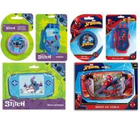 Spiderman & Stitch Toys for Kids 6pk - Light Up Spinning Top, Flip Phone with Sound & Water Game Toys, Disney Pretend Play Toys, Birthday Gifts & Party Bag Fillers Boys Girls 3+