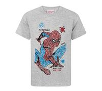 Spiderman T-Shirt Boys Homecoming Character Sketch Kids Grey Top 9-10 Years