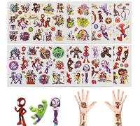 Spiderman Temporary Tattoos 8 Sheets Stickers Waterproof Fake Tattoo Spiderman Cartoon Face Tattoo for Kids Stickers Fake Spider Stickers for Party Bags Fillers