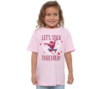 Spiderman Valentine's Day Stick Together Girls T Shirt, Pink, 12-13 Years