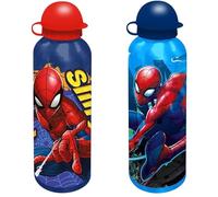Spiderman Water Bottle for Kids - Sky Blue & Dark Blue 500ml Aluminium Drink Bottles - Leakproof, BPA-Free, Lightweight & Reusable - School Lunch Bottles for Boys, Travel, Sports & Outdoor Adventures