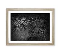 Spiders Cobweb In Abstract Modern Art Framed Print | A4 Oak Framed Wall Art | Ready to Hang | Abstract Fantasy Picture | Living Room Bedroom Lounge Office