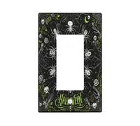 Spiders Light Switch Cover Plate/Outlet, Halloween Gothic Skulls Moon Halloween Black Switch Plate Decorative for Home Living Room Bedroom Bathroom Decor