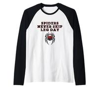Spiders Never Skip Leg Day Kettlebell Workout Gym Squats Raglan Baseball Tee