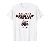 Spiders Never Skip Leg Day Kettlebell Workout Gym Squats T-Shirt