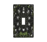 Spiders Single Light Switch Cover Plate, Halloween Gothic Skulls Moon Halloween Black Standard Size Decorative Wall Plates for Home Living Room New Apartment Decor