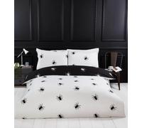 Rapport Home Single Duvet Cover Set - Black Spider Web Design, Reversible Monochrome Bedding - Soft Microfibre, Easy Care for Teen & Adult Bedrooms