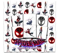 Spiderverse Tattoos Party Favors Bundle ~ 72 Perforated Individual 2" x 2" Spiderman Temporary Tattoos for Kids Boys Girls | Miles Morales Party Supplies
