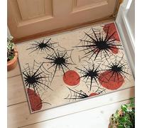Spiderweb Area Rug, Halloween Spooky Red Circle Black Dot Halloween Black Low Pile Doormat Rectangle Throw Rug Non Shedding Bathroom Doorway Entryway Bedside Decor 2' x 3'
