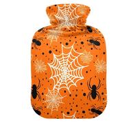 Spiderweb Halloween Orange Hot Water Bottle with Cover for Pain Relief Bed Warmer Hot Water for Women, 1L