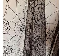 Spiderweb Lace Fabric by The Yard Halloween Cobweb Soft Black Tulle Fabric for DIY Dress Top Sew Party Decorative Overlays for Table,Halloween Decor (Black, 1 Yard (35x51 in))