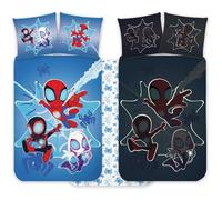 Spidey Cot Bedlinen Set 100x135 cm + Pillowcase 40x60 cm, 100% Cotton | Glow-In-The-Dark Style Baby Bedding Set Perfect for Kids | Spiderman Soft Reversible Cot Bedding for Boys and Girls