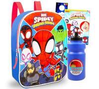 Spidey and Friends Mini Backpack Set - Bundle with 11" Spidey and His Amazing Friends Backpack Plus Tattoos, Water Bottle, More | Spiderman Mini School Bag Set