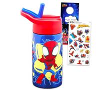 Spidey and Friends Stainless Steel Water Bottle Set - 14 Oz Spiderman Drinking Cup for Home, School, Sports, Plus More | Spidey Water Bottle & Straw