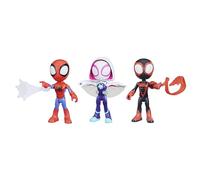 Spidey and His Amazing Friends 3-Pack, 4-Inch Scale Marvel Action Figures, Includes 3 Figures and 3 Accessories, Spider-Man, Ghost-Spider & Miles Morales (Amazon Exclusive), Green