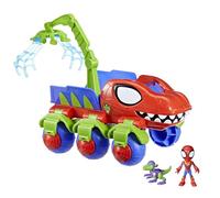 SPIDEY AND HIS AMAZING FRIENDS Marvel Dino Webs Crawler Toy Car Playset, Spider-Man & Goblin Raptor 4 Inch Action Figures, Children Aged 3+