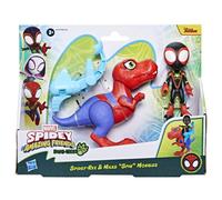 Spidey and his Amazing Friends Marvel Dino-Webs Spidey-Rex & Miles Spin Morales 4-inch-Scale Spider-Man Action Figure Set Toys for Kids