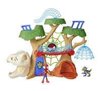 SPIDEY AND HIS AMAZING FRIENDS Marvel Dino Webs Tree House Playset, Spider-Man & Goblin Raptor, 4-Inch Action Figure Set, Ages 3+