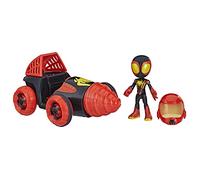 SPIDEY AND HIS AMAZING FRIENDS Marvel Web-Spinners Miles with Drill Spinner, Car Playset with Vehicle, 4-Inch Scale Action Figure and Accessory, Toy Cars for Kids 3 and Up
